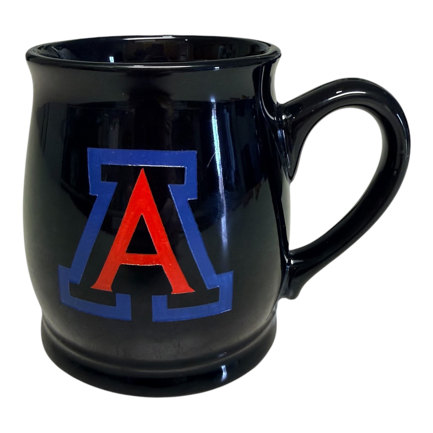 Black cup with University of Arizona logo artwork