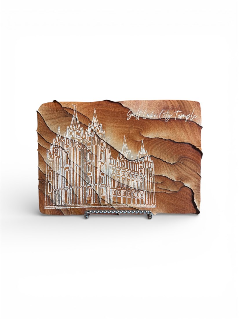 Salt Lake City Temple engraved on Arizona Picture Rock